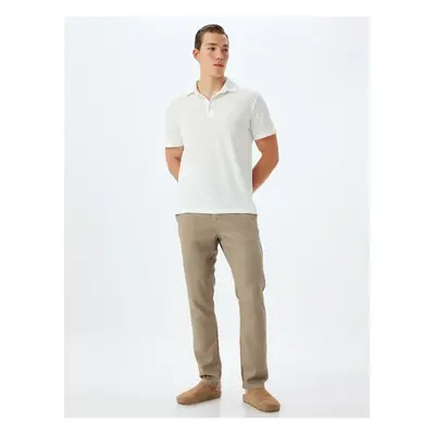 Koton Linen Trousers Chino Pocket Detail Buttoned