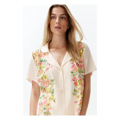 Trendyol Ecru Floral Viscose Woven Pajama Set