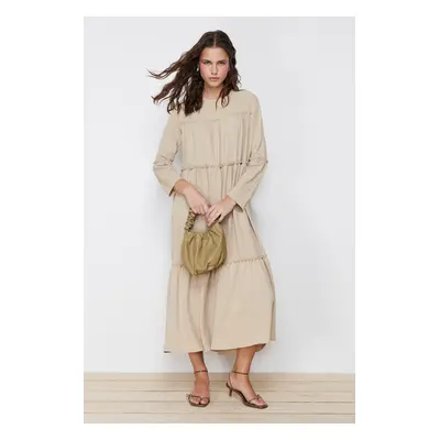 Trendyol Beige Piping Detailed Woven Dress