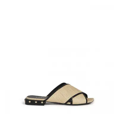 Flip-flops - FURLA CROSS MULE SANDAL T. - TESSUTO RAFIA CHICCO DI RISO+NAPPA+ BORCHIE beige