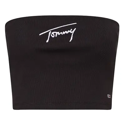 Tommy Jeans Top - TJW CROP SIGNATURE TUBE TOP black