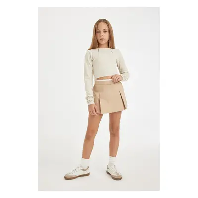 DEFACTO Girl's Elastic Waist Gabardine Shorts Skirt