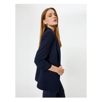 Koton 3/4 Sleeve Double Breasted Blazer Jacket with Flap Pocket Detail