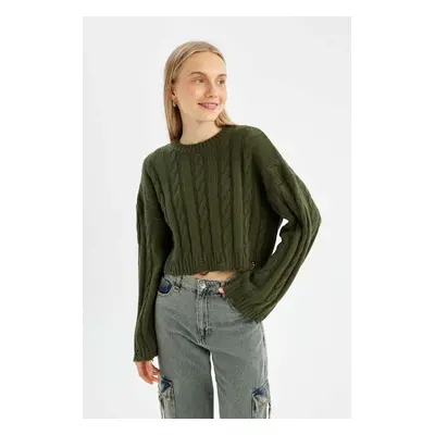 DEFACTO Regular Fit Crew Neck Hair Knitted Sweater