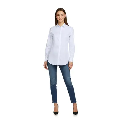 Trendyol White Wadding Detailed Oversize Wide Pattern Woven Shirt