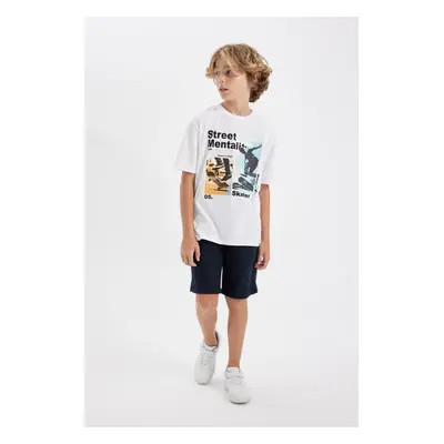 DEFACTO Boy 2-Piece Set Bike Neck Printed Short Sleeve T-Shirt Shorts