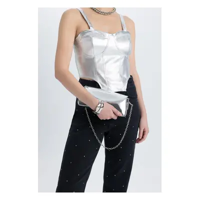 DEFACTO Heart Neck Corset Look Shiny Fabric Strappy Blouse