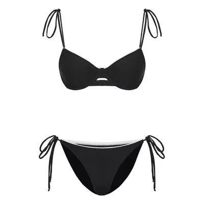 Trendyol Black Balconette Colour Block Bikini Set