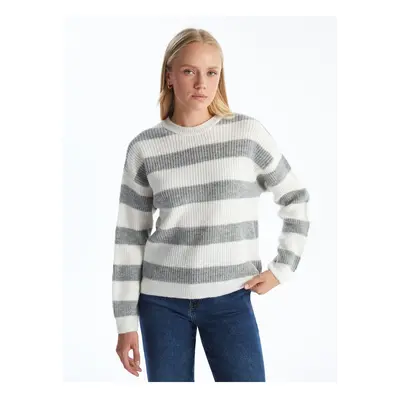 LC Waikiki Women's Crew Neck Color Block Knitwear Sweater