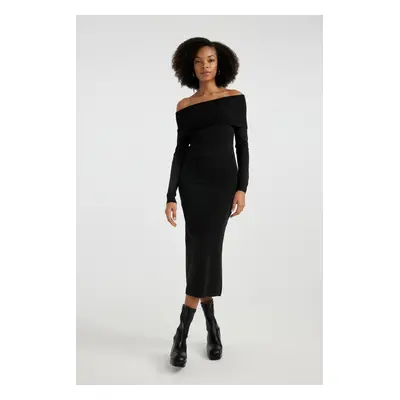 DEFACTO Slim Fit Open Shoulder Long Sleeve Dress