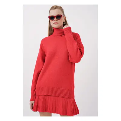 Bigdart Sweater Skirt Knitwear Double Set - A.Red