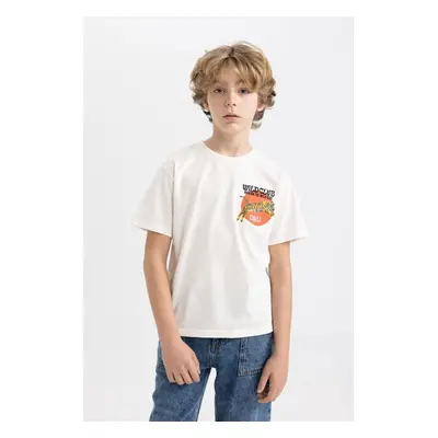 DEFACTO Boy's Crew Neck Embroidered Short Sleeve T-Shirt