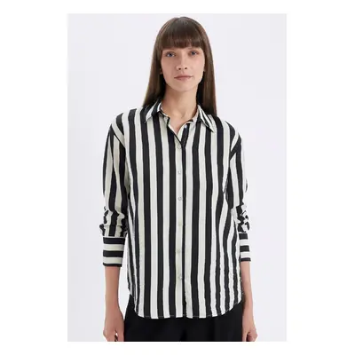 DEFACTO Oversize Wide Fit Striped Long Sleeve Shirt