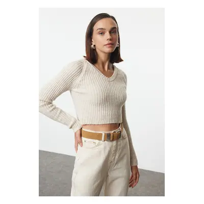 Trendyol Stone Crop Soft Texture Basic Knitwear Sweater