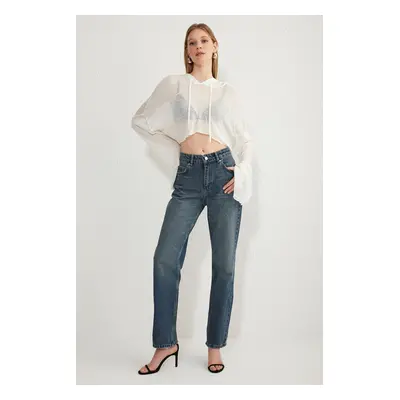 Trendyol Blue High Waist Straight Jeans