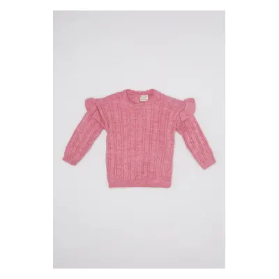 DEFACTO Baby Girl Crew Neck Knitwear Pink Sweater