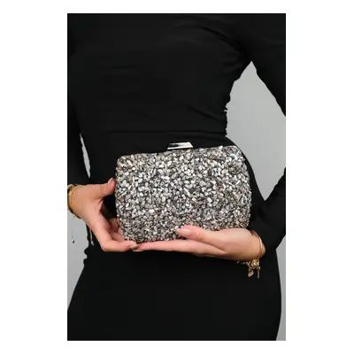 LuviShoes SEOUL Platinum Pebble Stone Women&#39;s Evening Bag