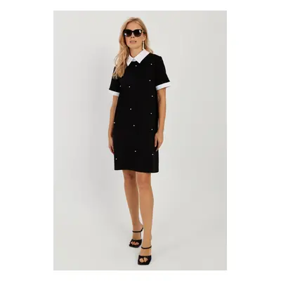 Cool & Sexy Women's Black Pearl Midi Dress