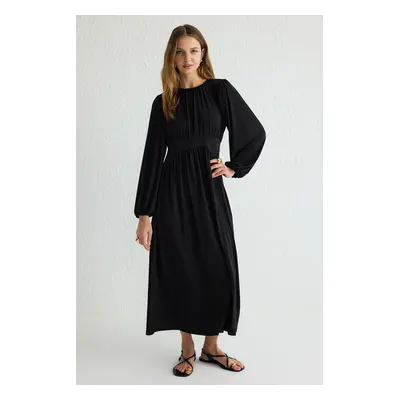 Trendyol Black Waist Detailed Knitted Dress