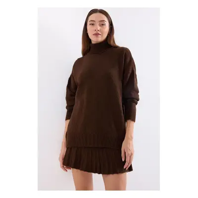 Bigdart Sweater Skirt Knitwear Two Piece Set - Brown