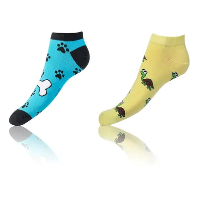 Bellinda CRAZY IN-SHOE SOCKS 2x - Cheerful Short Socks Pairs - Yellow - Light Blue - Black