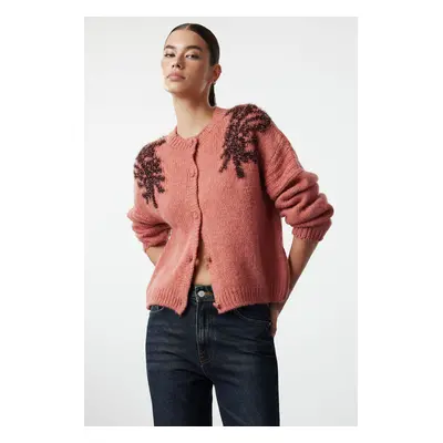 Trendyol Tile Soft Textured Shiny Glitter Embroidered Knitwear Cardigan