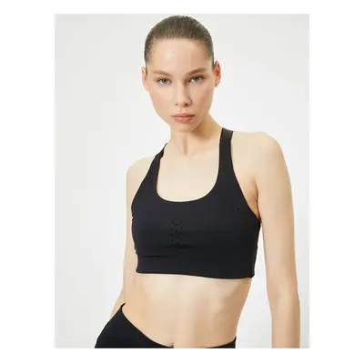 Koton Sports Bra Adjustable Cross Strap Back Hook Closure Covered