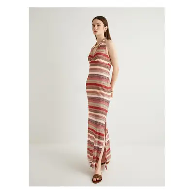 Koton Halter Neck Crochet Long Dress Multicolor