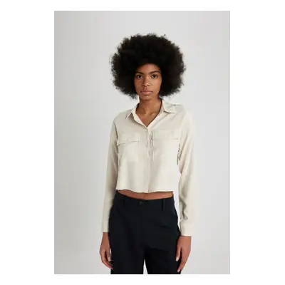 DEFACTO Regular Fit Long Sleeve Crop Shirt