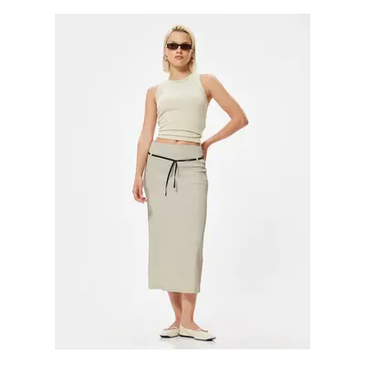 Koton Midi Length Pencil Skirt with Belt Detail