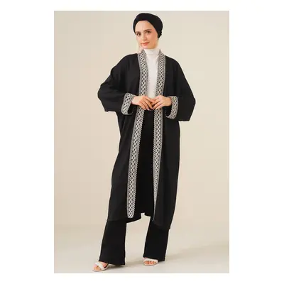 Bigdart Embroidered Knitted Long Kimono - Black