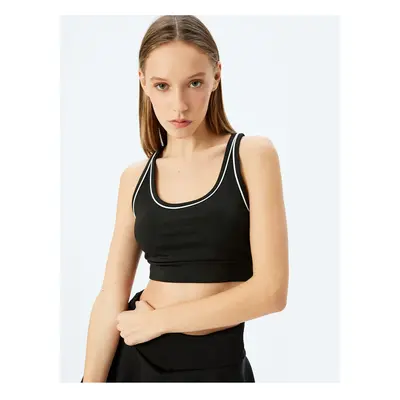 Koton U Neck Piping Covered Sports Bra Interlock