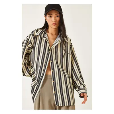 Bianco Lucci Women Striped Oversize Shirt