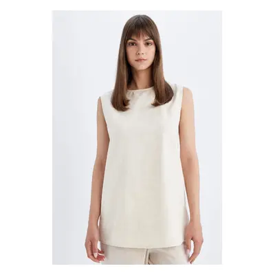 DEFACTO Regular Fit Crew Neck Cotton Sleeveless Basic Tunic