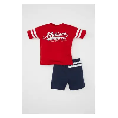 DEFACTO Baby Boy Printed Short Sleeve T-Shirt Shorts 2-Piece Set