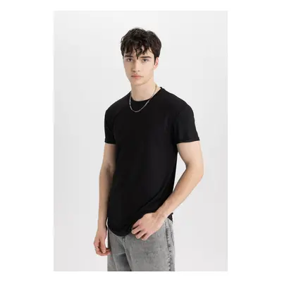 DEFACTO Long Muscle Fit Crew Neck Basic Plain Short Sleeve T-Shirt