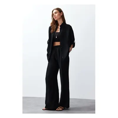 Trendyol Black Woven Shirt-Pants Epaulette Suit