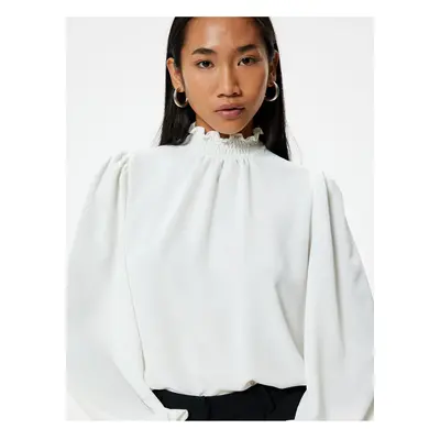 Koton Aerobin Fabric Ruffle Stand Collar Long Sleeve Blouse