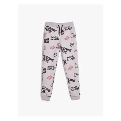 Koton Jogger Sweatpants Printed Tie Waist With Ribbon