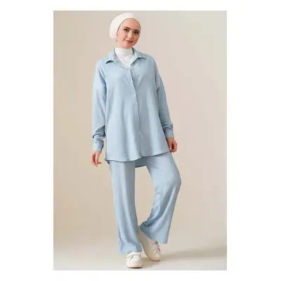 Bigdart T5858 Knitted Hijab Two Piece Suit - Light Blue