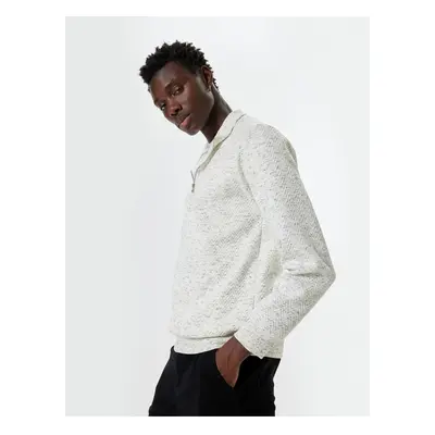 Koton Half Zip Sweatshirt Basic Textured Cotton