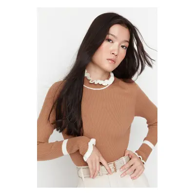 Trendyol Camel Color Block Knitwear Sweater