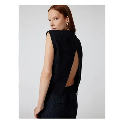 Koton Round Neck Knitwear Sweater with Back Window Detail