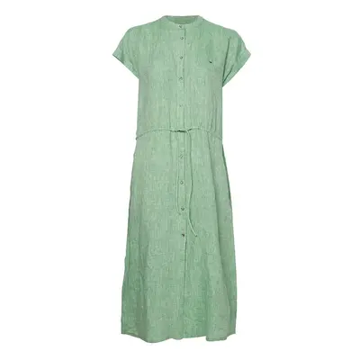 Tommy Hilfiger Dress - LINEN MIDI SHIRT DRESS SS green