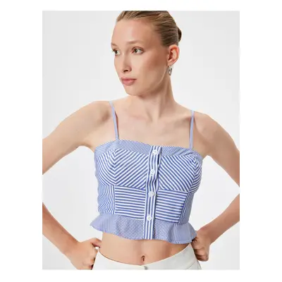 Koton X Melis Ağazat - Crop Strap Bustier Buttoned Cotton