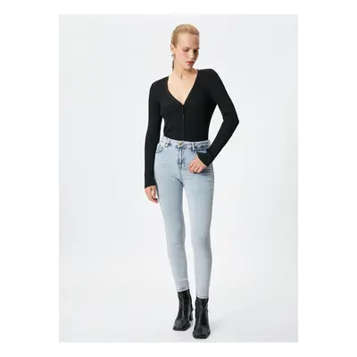 Koton Vysoký pas Skinny Leg Skinny Light Indigo Dámské džínové kalhoty 4WAL40123MD