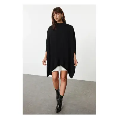 Trendyol Black Wide Neck Stand Collar Knitwear Sweater