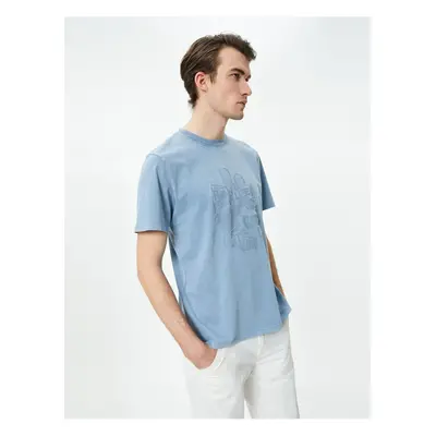 Koton Printed T-Shirt Washed Crew Neck Short Sleeve