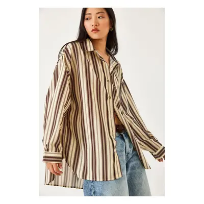 Bianco Lucci Women Striped Oversize Shirt