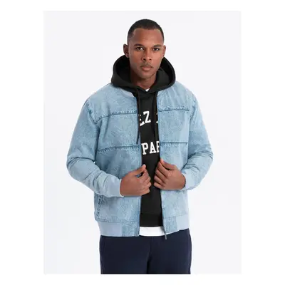 Ombre Men's denim jacket katana with cargo pockets and hood